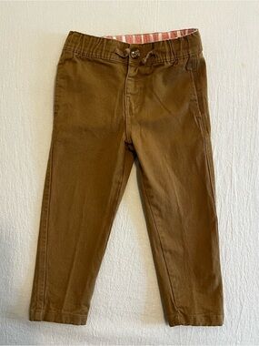 Stitch & Stone Toddler Boys 4T Tan Brown Stretch Chino Pants Cotton Drawstring